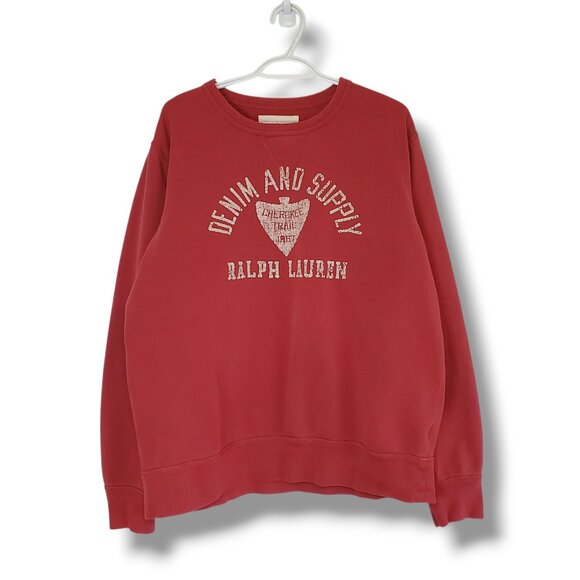 Ralph Lauren Denim And Supply Cherokee Trail Crewneck Red Size XL - Picture 1 of 5